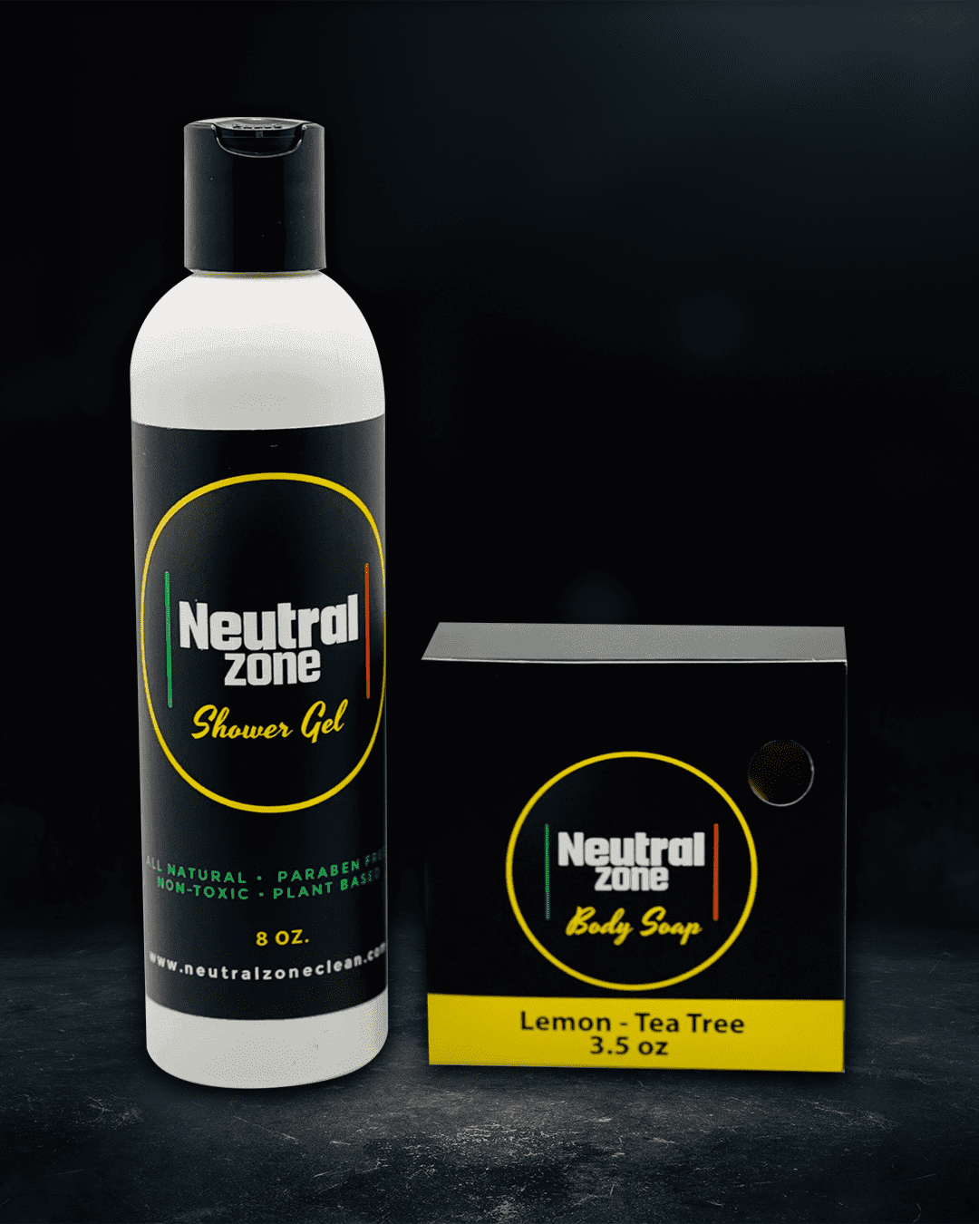 Neutral Zone Clean 8oz Lemon Tea Tree Shower Gel + Lemon Tea Tree Soap Bar