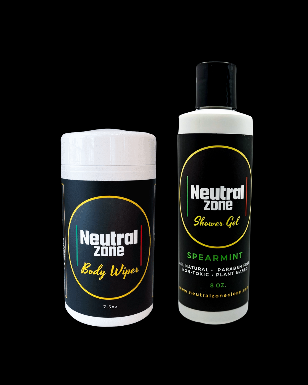 Neutral Zone Clean Spearmint Shower Gel (8oz or 16oz) + 50ct Wipes Combo