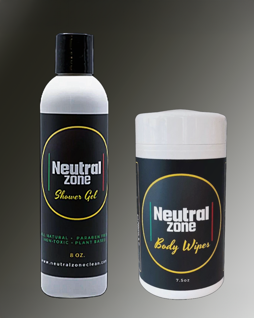 Neutral Zone Clean Lemon Tea Tree Shower Gel (8oz or 16oz) + 50ct Wipes Combo